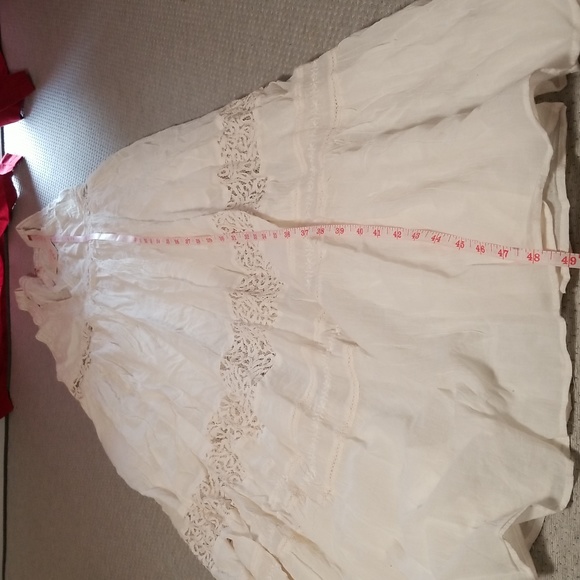 Free People Xs/S NWT Clara Maxi Dress Ivory Off White Lace pocket Delicate Loose - Picture 15 of 16